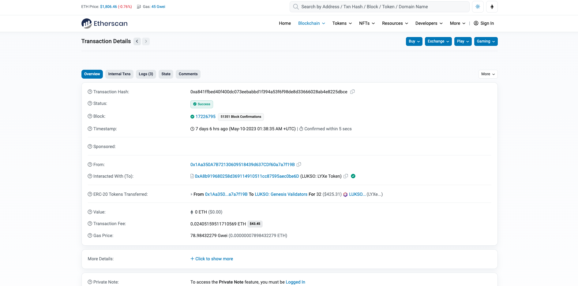 Genesis Execution Chain Deposit